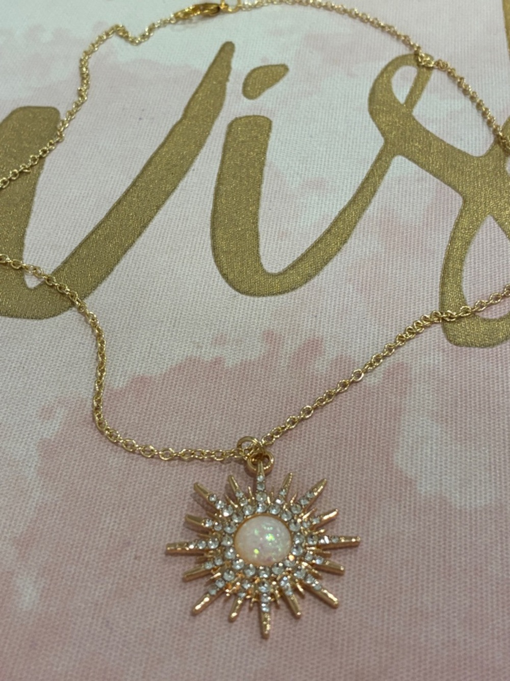Gold Sunburst Opal Pendant Necklace - Women's Jewelry